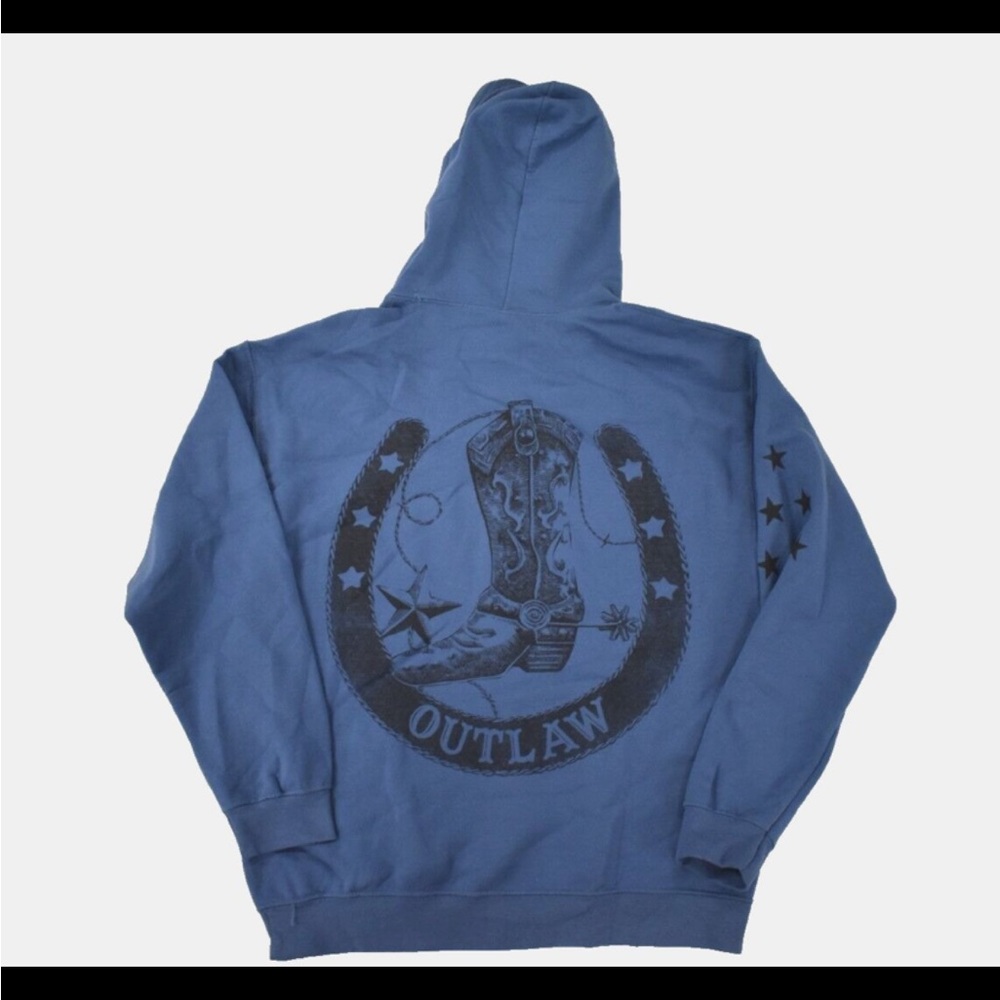 Urban outfitters Zion Rootswear Willie Nelson outlaw Blue Hoodie - Picture 4 of 6